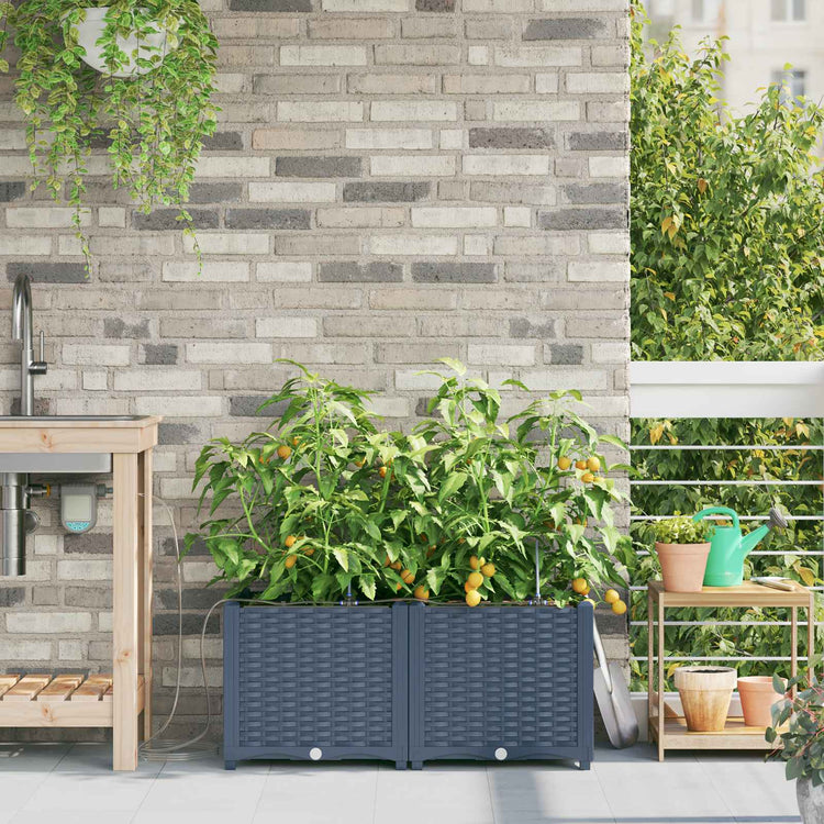 Vidaxxl Gartenblumentopf 2 Stück grau 120 x 120 x 142 cm Stahl