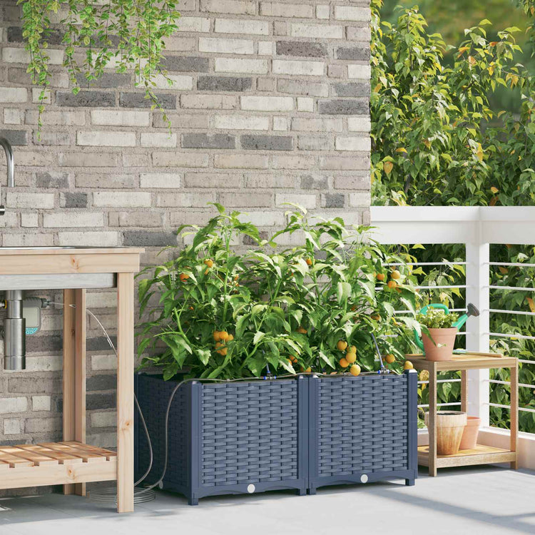 Vidaxxl Gartenblumentopf 2 Stück grau 120 x 120 x 142 cm Stahl