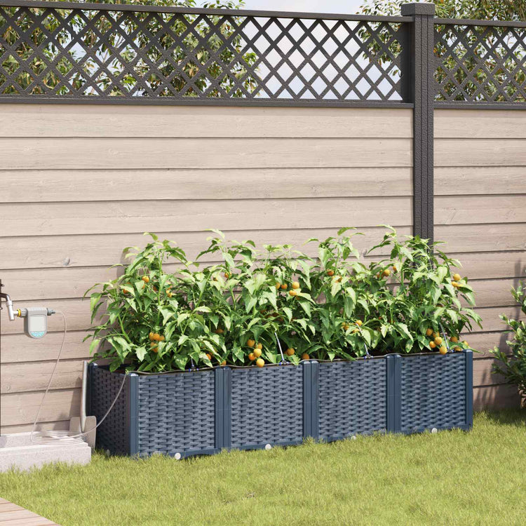 Vidaxxl Gartenblumentopf 4 Stück grau 120 x 120 x 142 cm Stahl