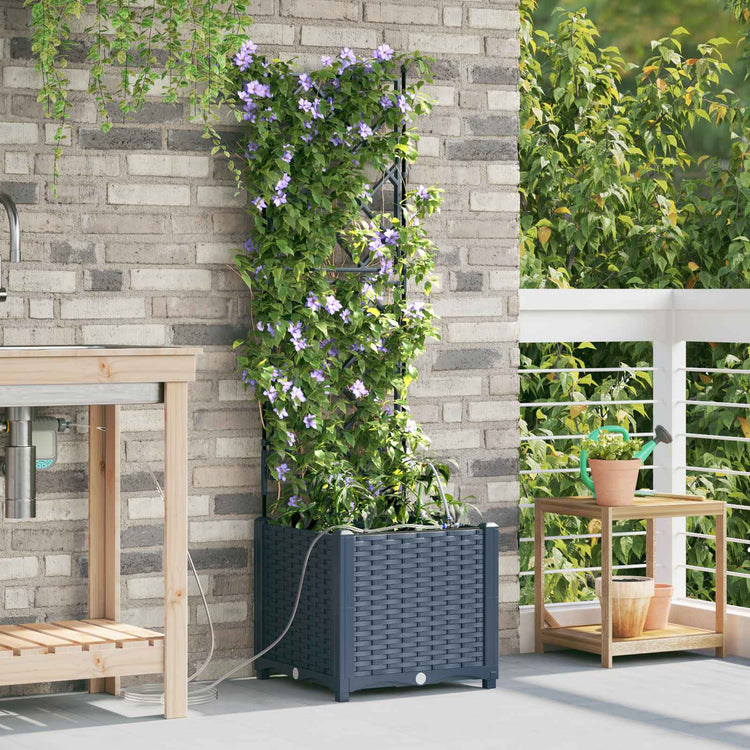 VidaXL Gartenblumentopf grau 40 x 40 x 142 cm Stahl