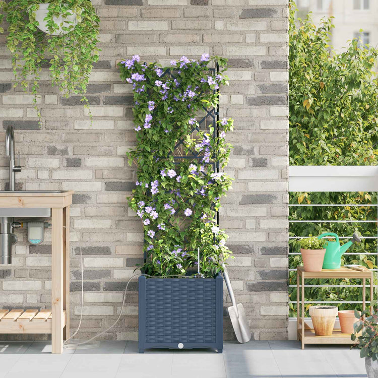 VidaXL Gartenblumentopf grau 40 x 40 x 142 cm Stahl
