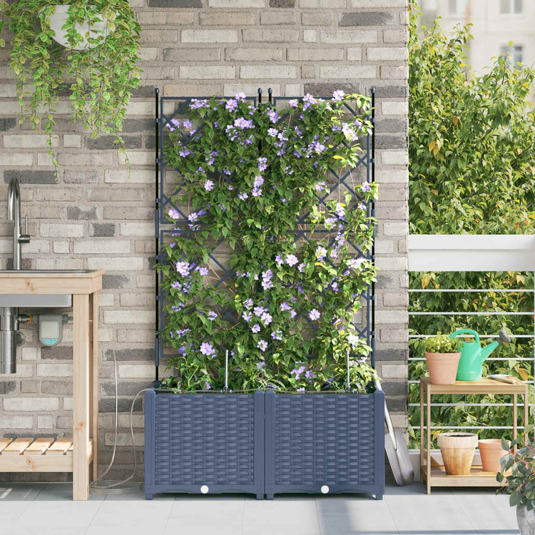 Vidaxxl Gartenblumentopf 2 Stück grau 120 x 120 x 142 cm Stahl