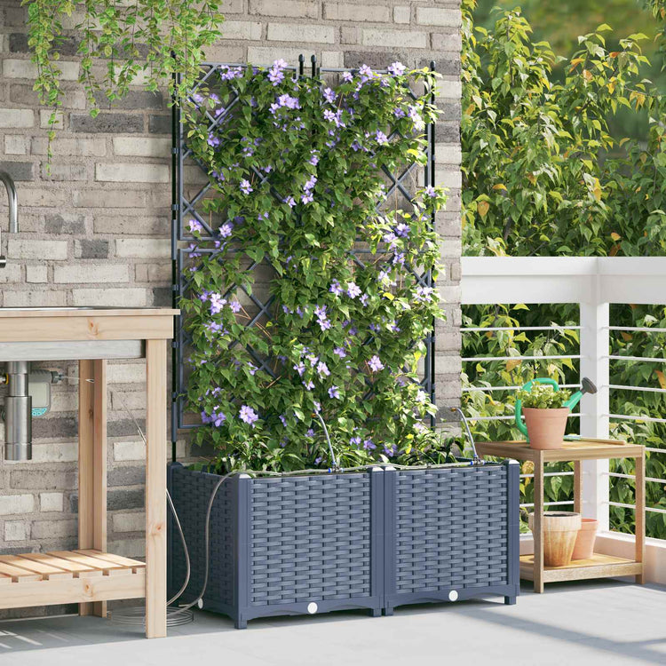 Vidaxxl Gartenblumentopf 2 Stück grau 120 x 120 x 142 cm Stahl