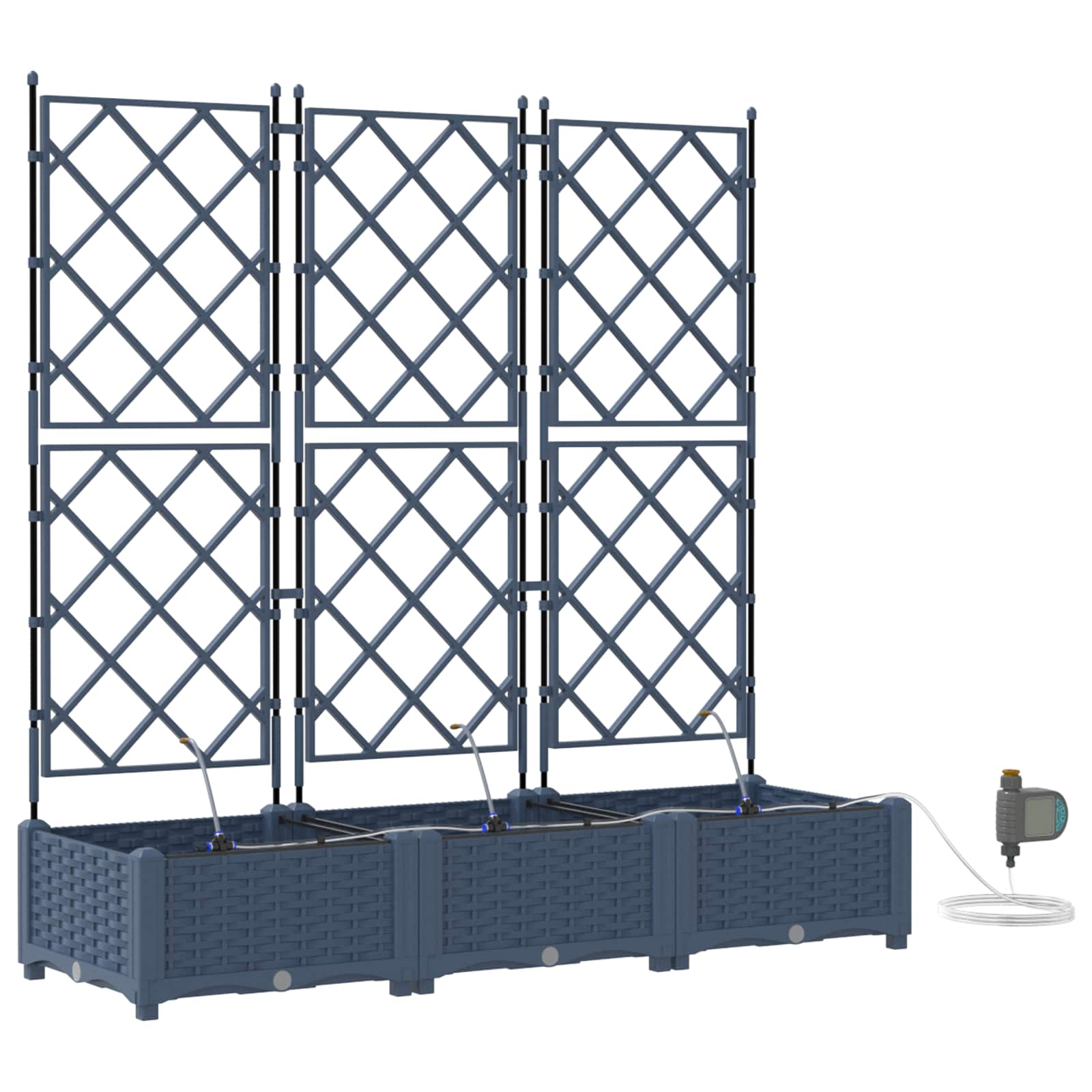 Vidaxxl Gartenblumentopf 3 Stück grau 120 x 120 x 142 cm Stahl