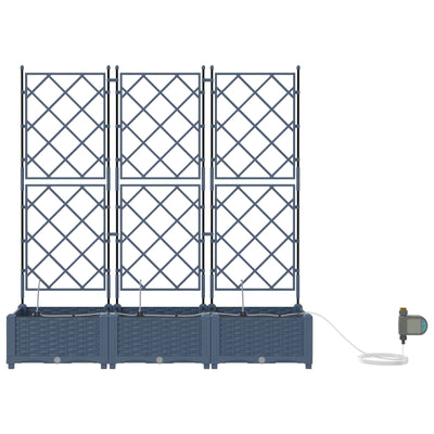 Vidaxxl Gartenblumentopf 3 Stück grau 120 x 120 x 142 cm Stahl