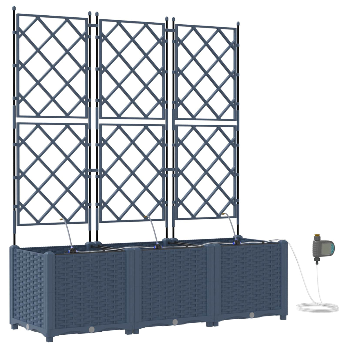 Vidaxxl Gartenblumentopf 3 Stück grau 120 x 120 x 142 cm Stahl