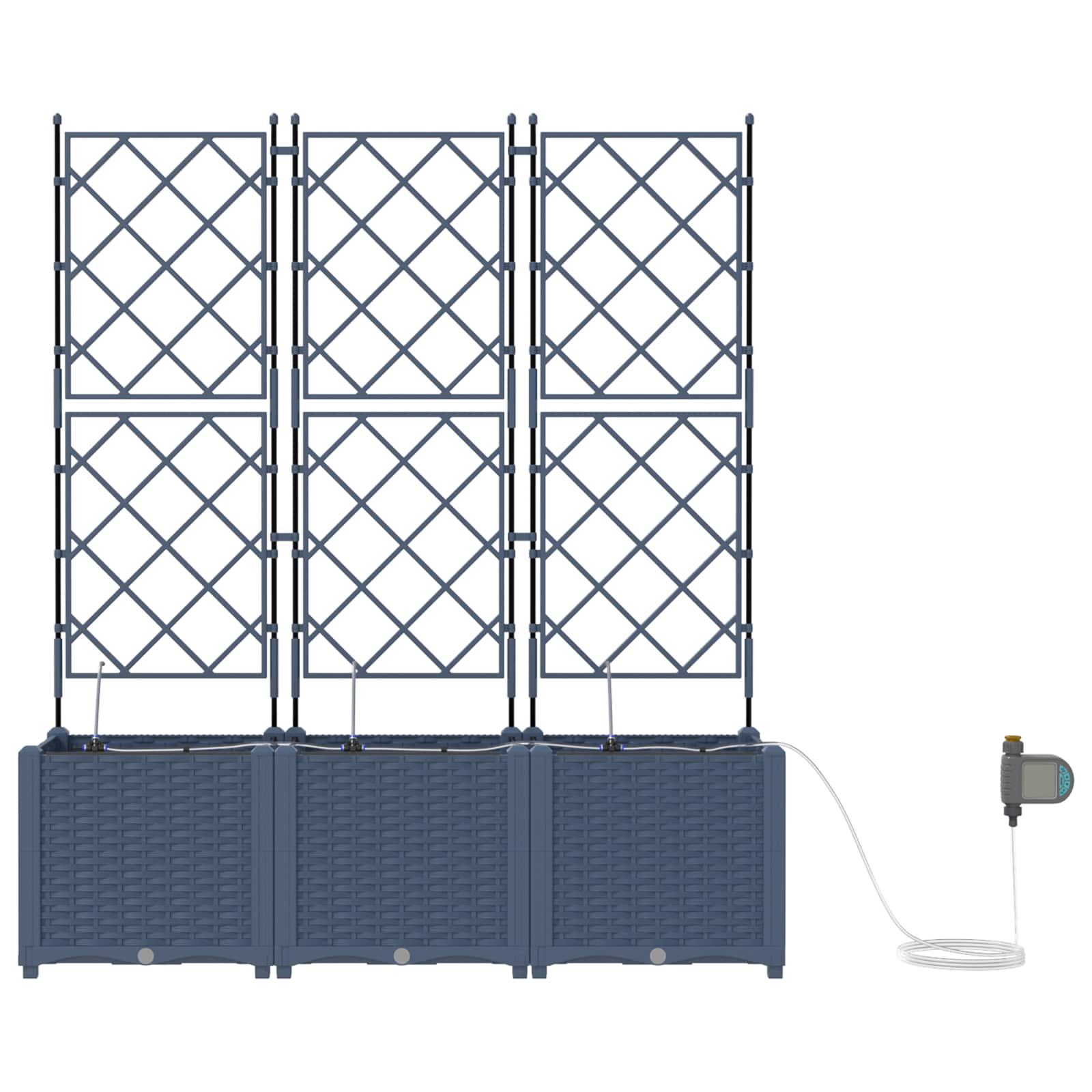 Vidaxxl Gartenblumentopf 3 Stück grau 120 x 120 x 142 cm Stahl