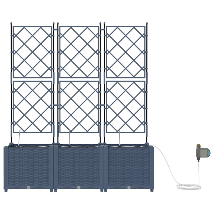 Vidaxxl Gartenblumentopf 3 Stück grau 120 x 120 x 142 cm Stahl