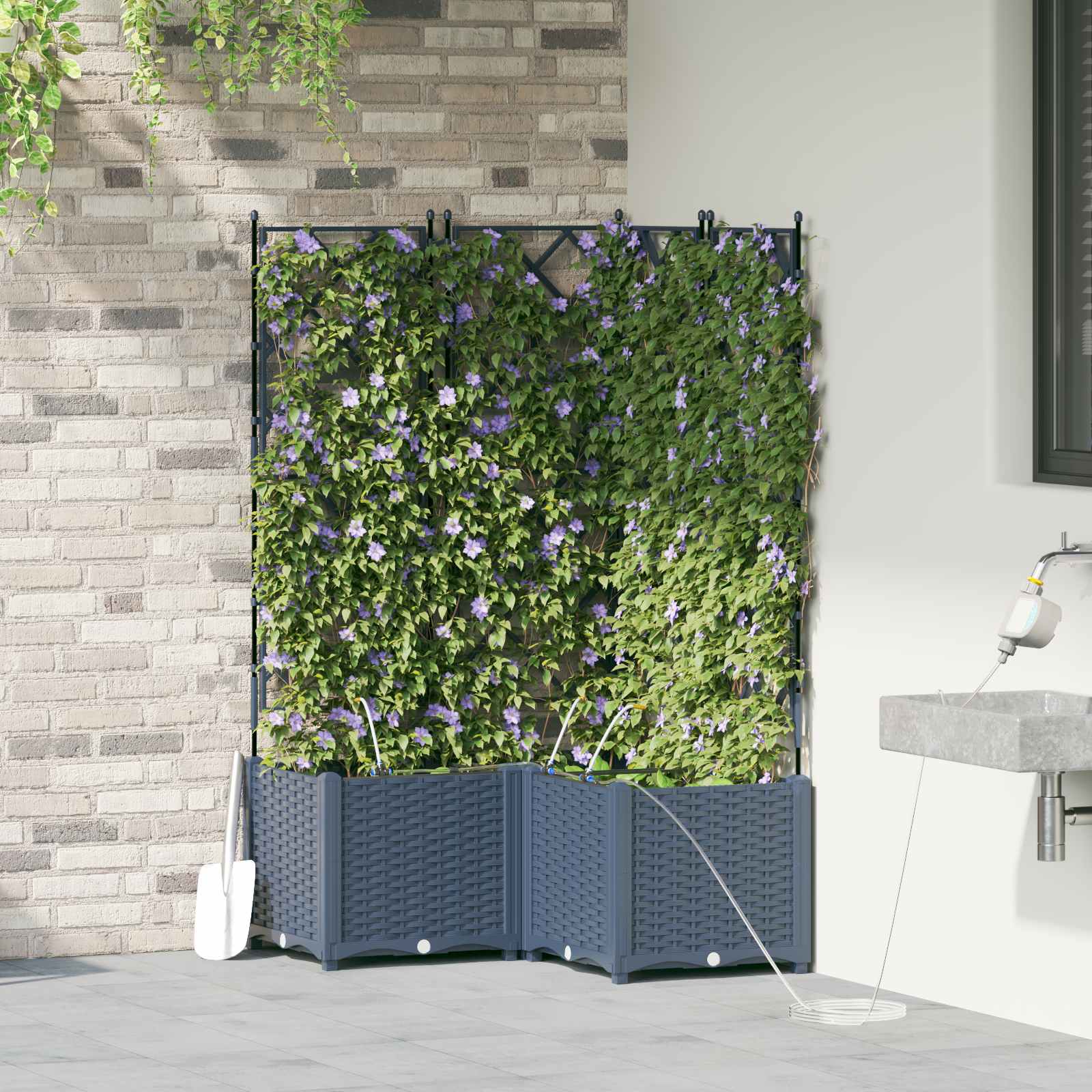 Vidaxxl Gartenblumentopf 3 Stück grau 120 x 120 x 142 cm Stahl