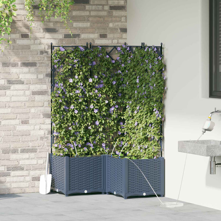 Vidaxxl Gartenblumentopf 3 Stück grau 120 x 120 x 142 cm Stahl