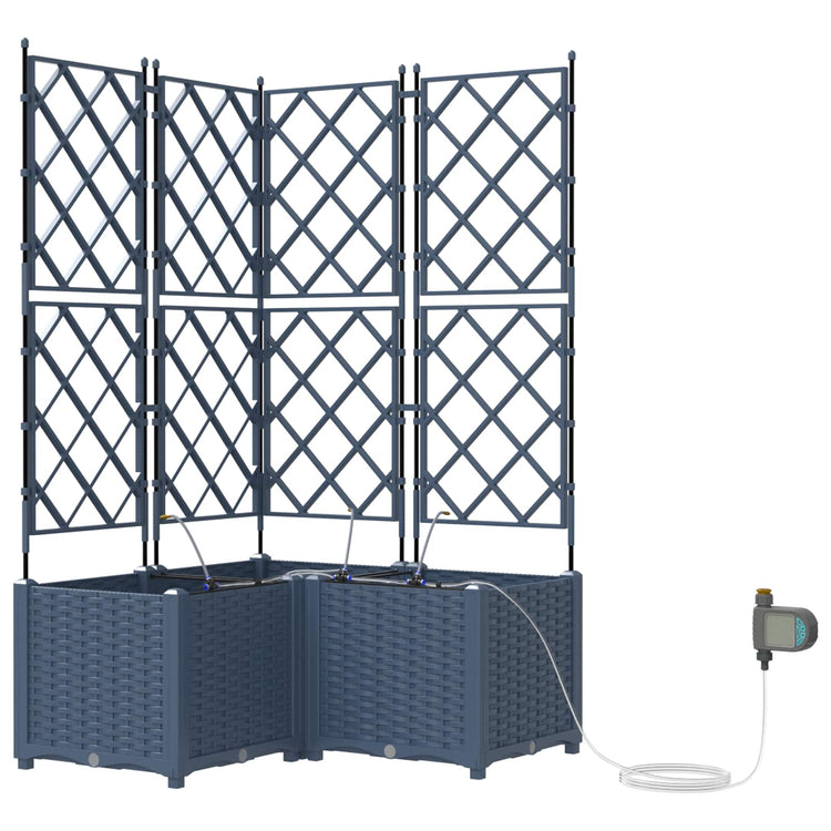 Vidaxxl Gartenblumentopf 3 Stück grau 120 x 120 x 142 cm Stahl
