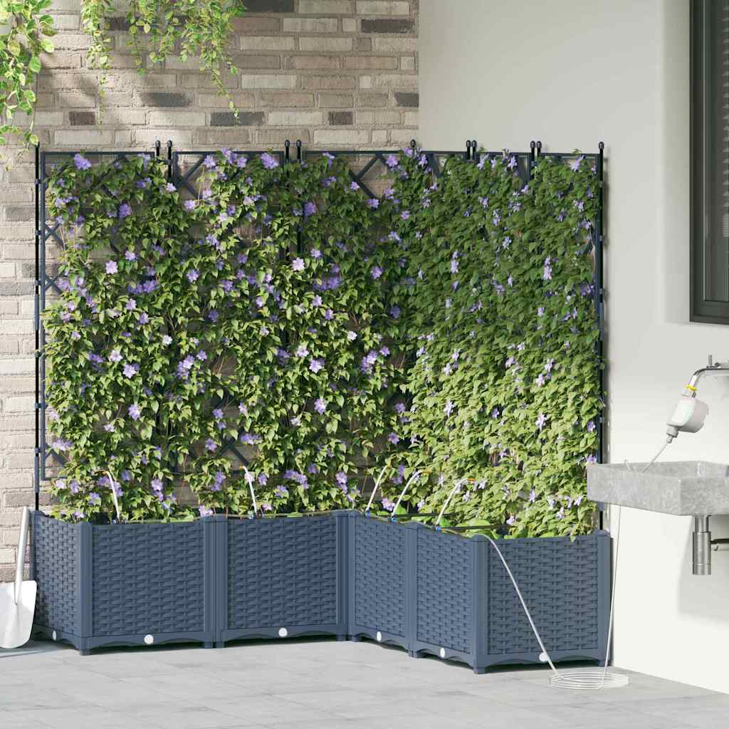 VidaXL Gartenblumentopf 5 Stück grauer Stahl