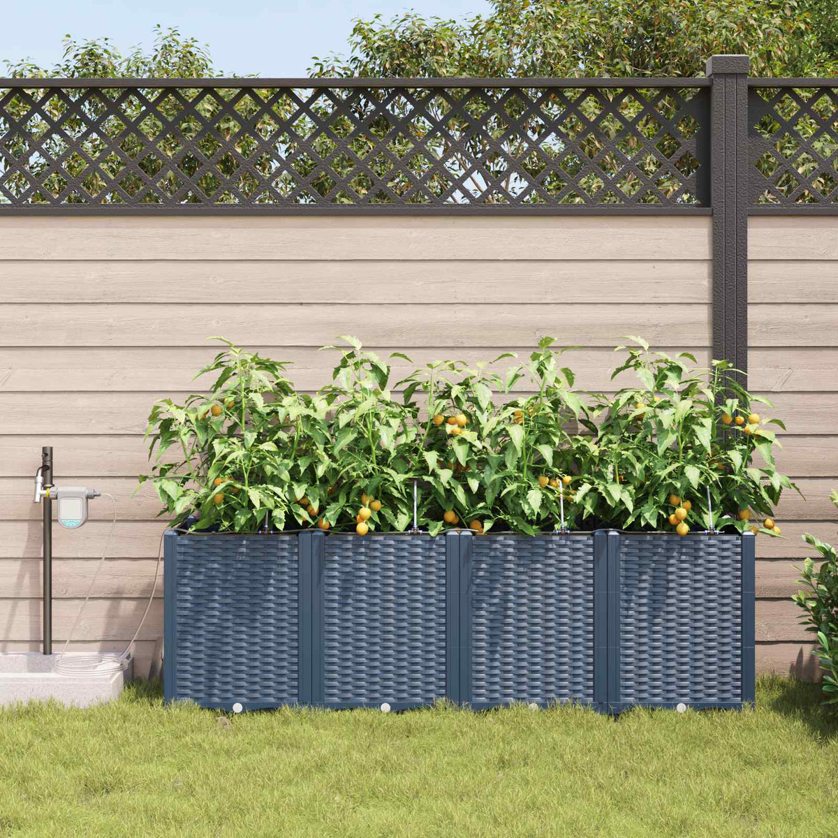 Vidaxxl Gartenblumentopf 4 Stück grau 120 x 120 x 142 cm Stahl