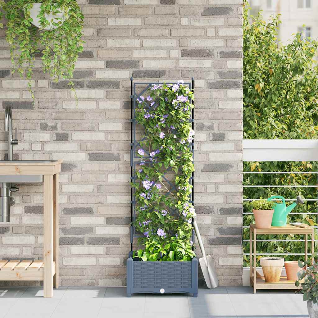 Vidaxxl Gartenblumentopf hellgrau 40 x 40 x 125,5 cm Stahl