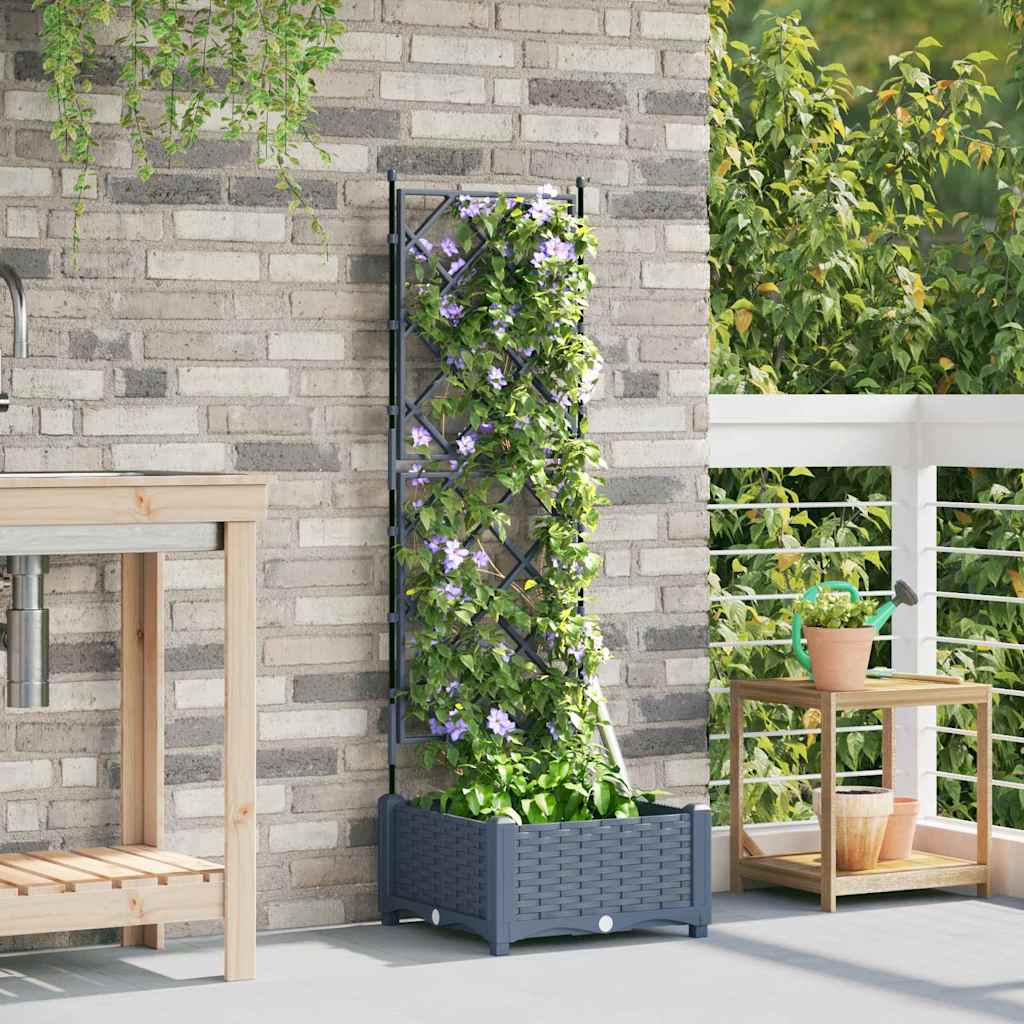 Vidaxxl Gartenblumentopf hellgrau 40 x 40 x 125,5 cm Stahl