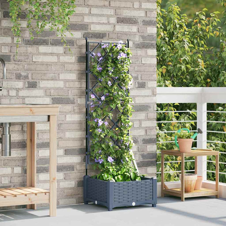 Vidaxxl Gartenblumentopf hellgrau 40 x 40 x 125,5 cm Stahl