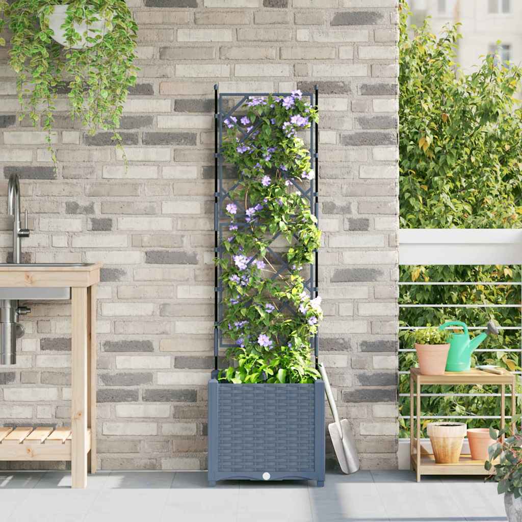 Vidaxxl Gartenblumentopf hellgrau 40 x 40 x 143 cm Stahl