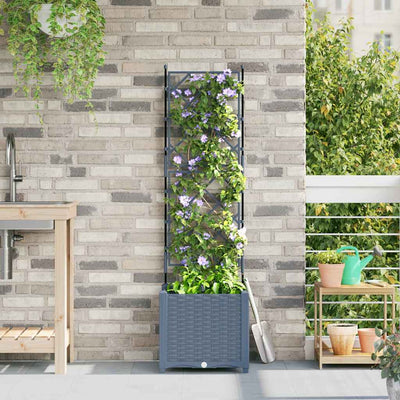 Vidaxxl Gartenblumentopf hellgrau 40 x 40 x 143 cm Stahl