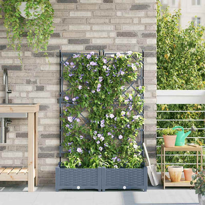 Vidaxxl Gartenblumentopf 2 Stück hellgrau 80 x 40 x 125,5 cm Stahl