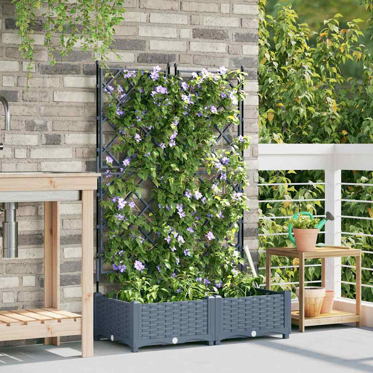 Vidaxxl Gartenblumentopf 2 Stück hellgrau 80 x 40 x 125,5 cm Stahl