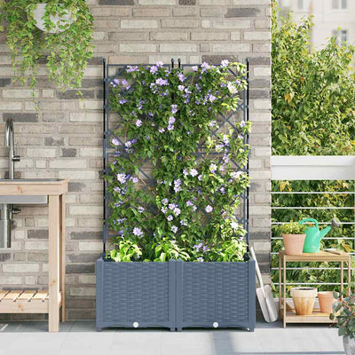Vidaxxl Gartenblumentopf 2 Stück hellgrau 80 x 40 x 143 cm Stahl