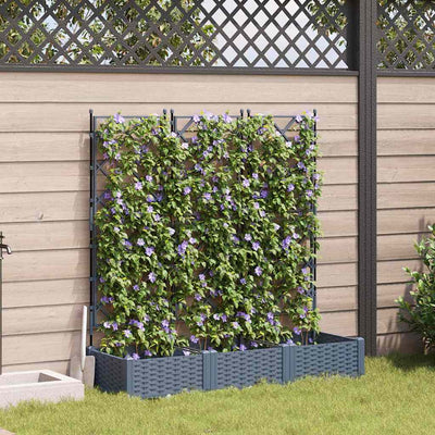 Vidaxxl Gartenblumentopf 3 Stück hellgrau 120 x 40 x 125,5 cm Stahl