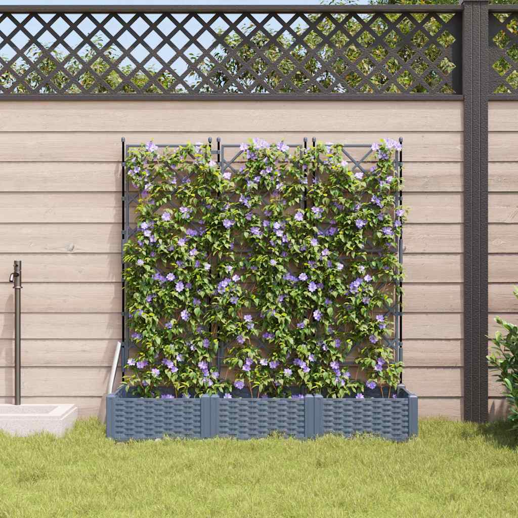 Vidaxxl Gartenblumentopf 3 Stück hellgrau 120 x 40 x 125,5 cm Stahl