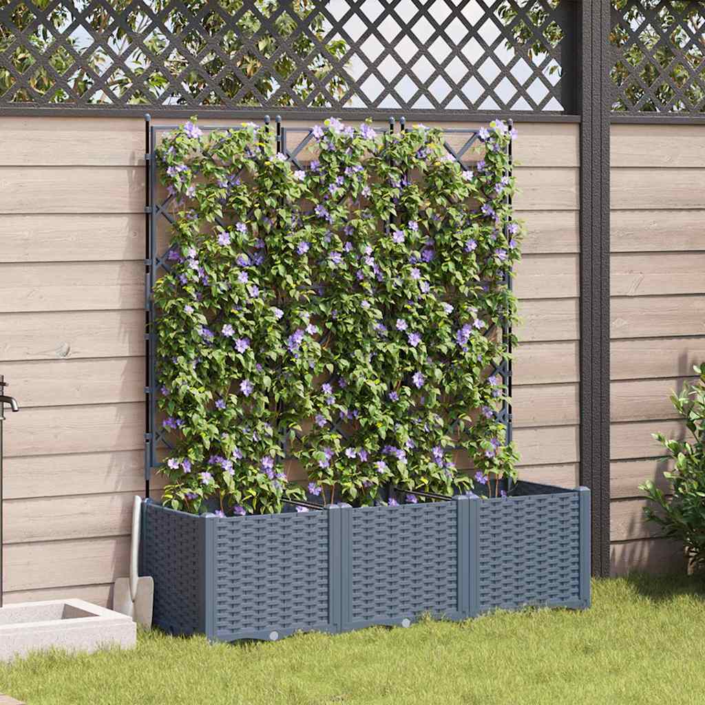 Vidaxxl Gartenblumentopf 3 Stück hellgrau 120 x 40 x 143 cm Stahl