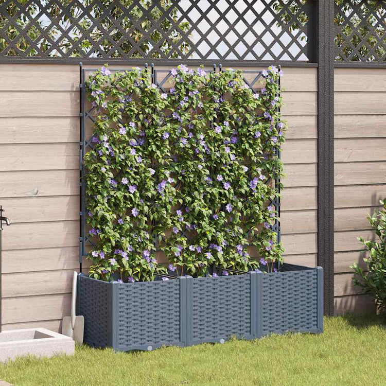 Vidaxxl Gartenblumentopf 3 Stück hellgrau 120 x 40 x 143 cm Stahl
