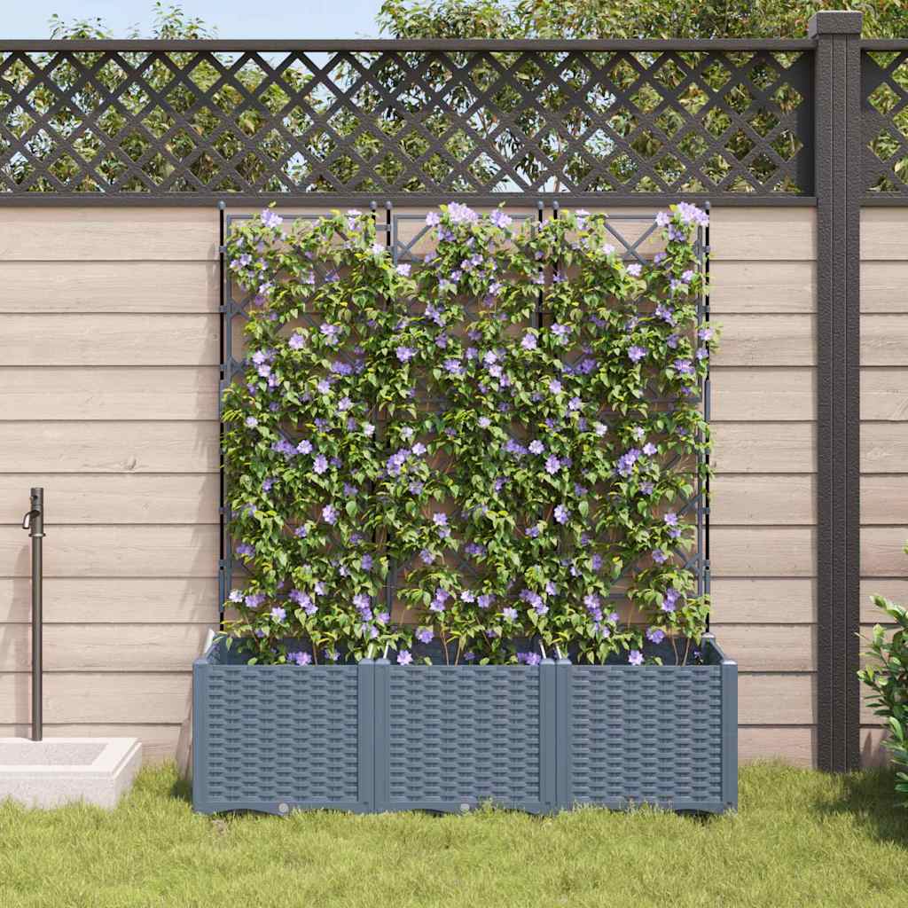 Vidaxxl Gartenblumentopf 3 Stück hellgrau 120 x 40 x 143 cm Stahl