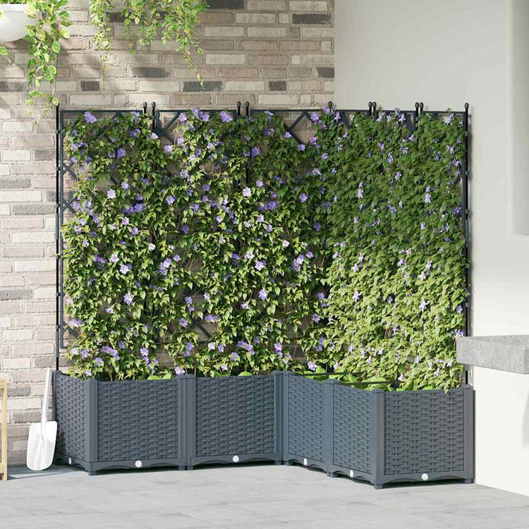 Vidaxxl Gartenblumentopf 5 Stück hellgrau 120 x 120 x 143 cm Stahl
