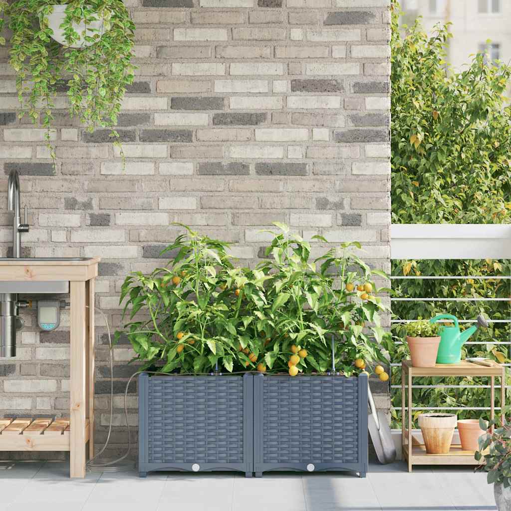 VidaXL Gartenblumentopf 2 Stück hellgrauer Stahl