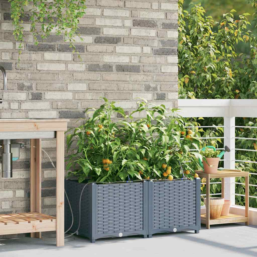 VidaXL Gartenblumentopf 2 Stück hellgrauer Stahl