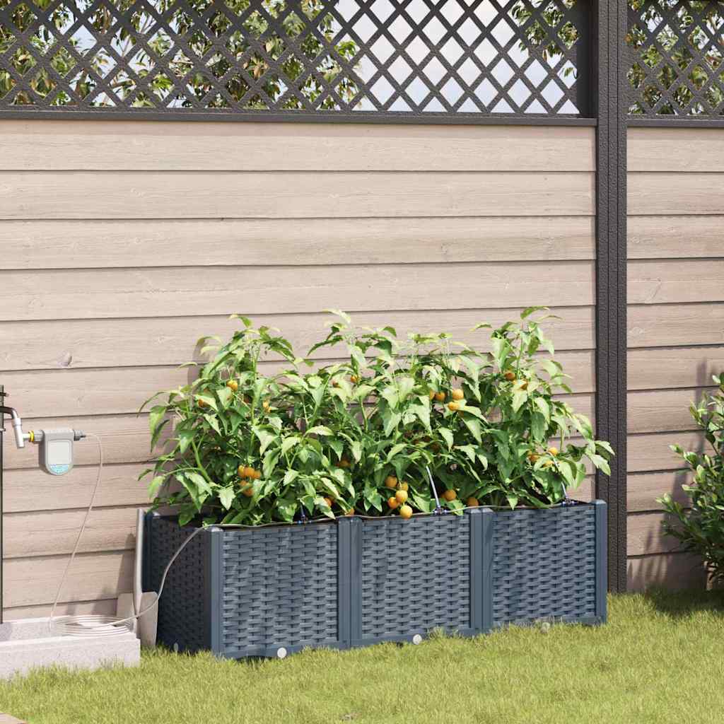 VidaXL Gartenblumentopf 3 Stück hellgrauer Stahl