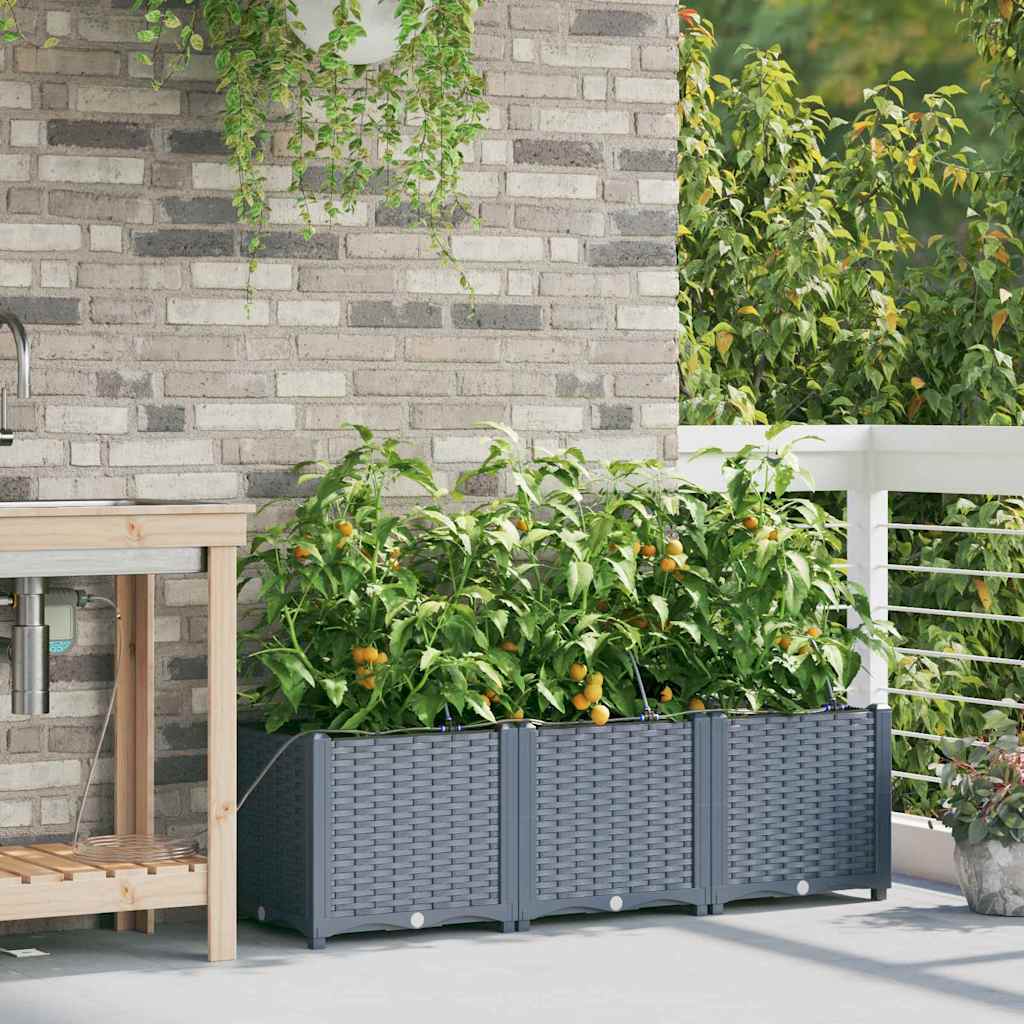 VidaXL Gartenblumentopf 3 Stück hellgrauer Stahl