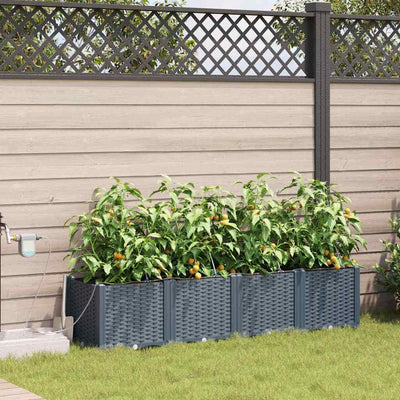 VidaXL Gartenblumentopf 4 Stück hellgrauer Stahl