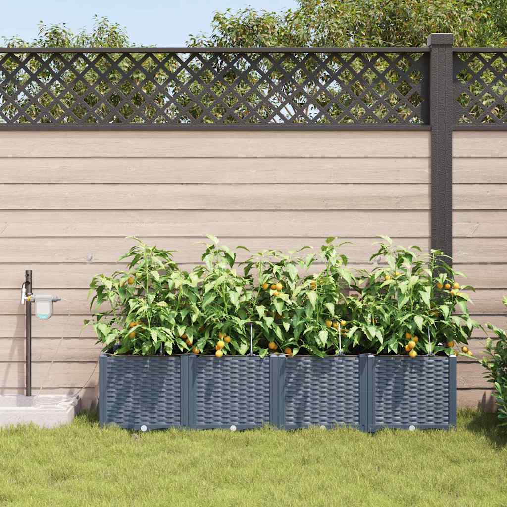 VidaXL Gartenblumentopf 4 Stück hellgrauer Stahl