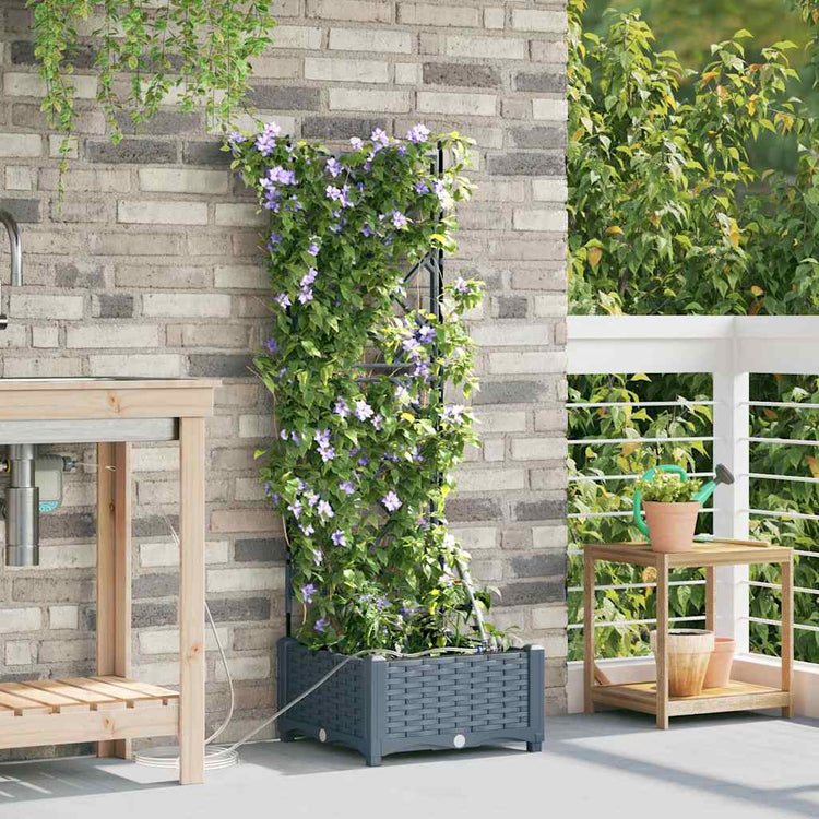 Vidaxxl Gartenblumentopf hellgrau 40 x 40 x 126 cm Stahl