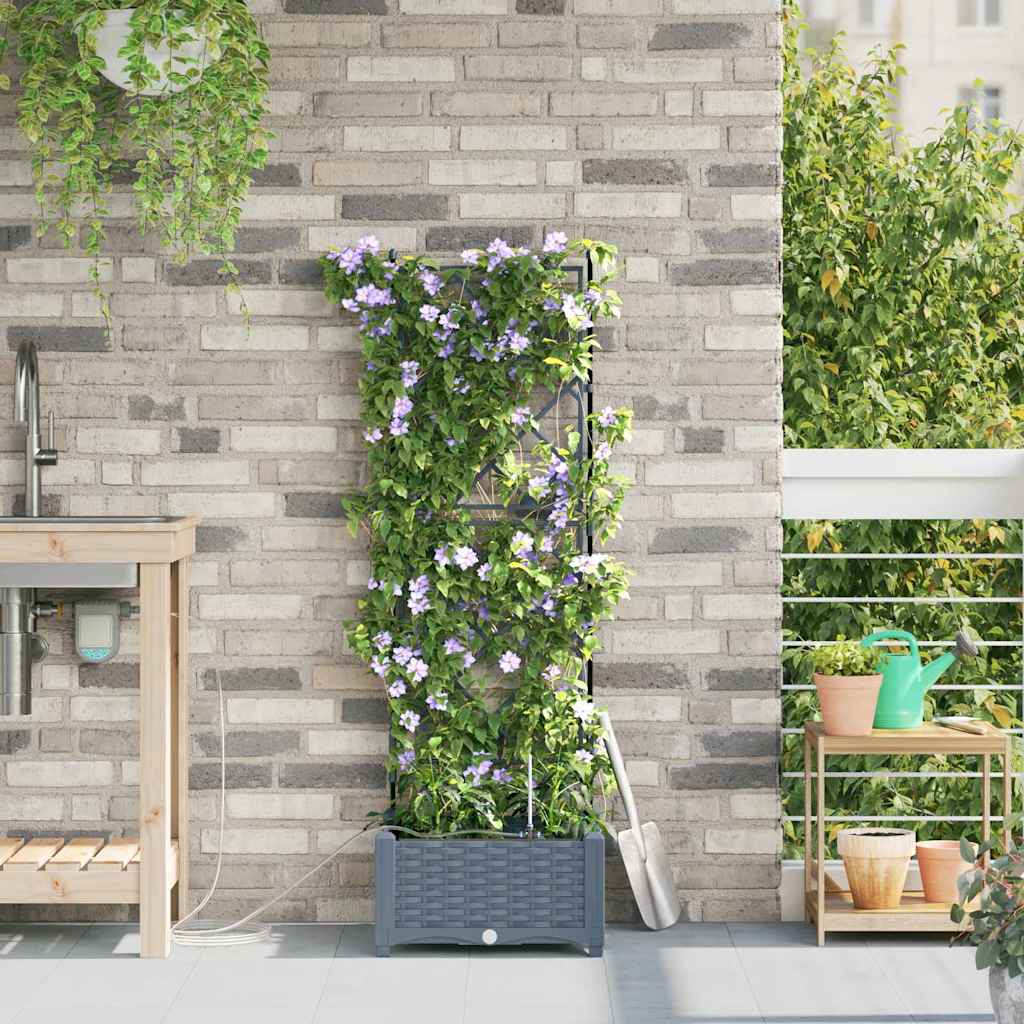 Vidaxxl Gartenblumentopf hellgrau 40 x 40 x 126 cm Stahl