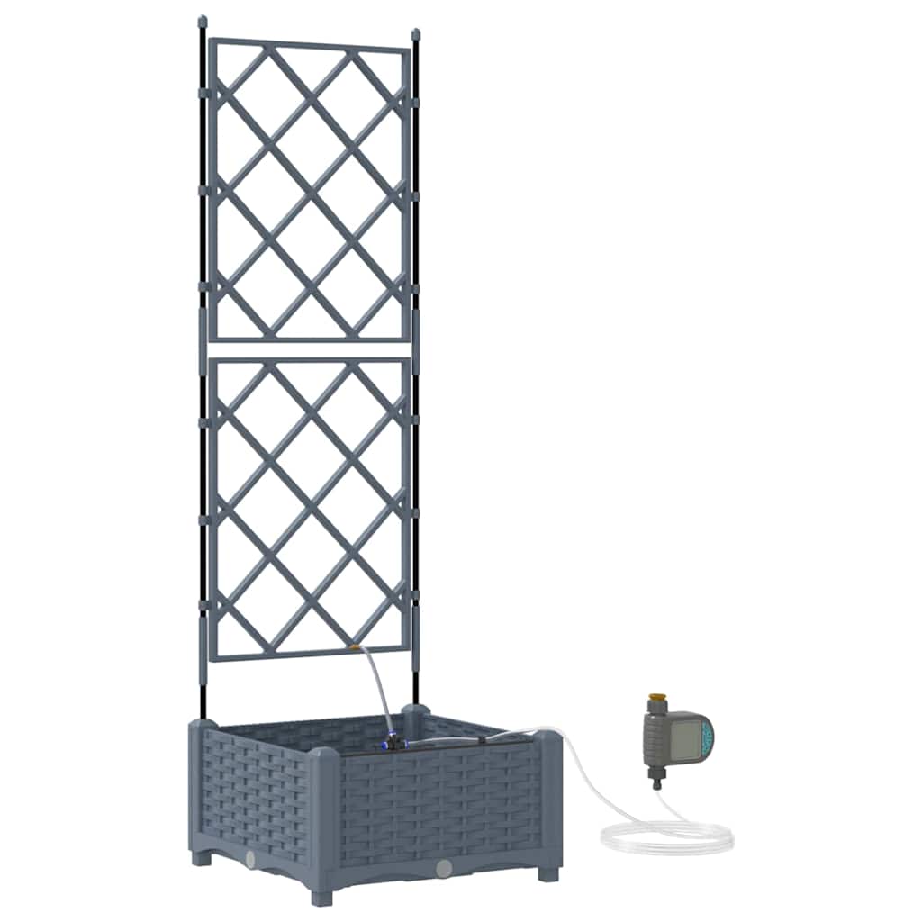 Vidaxxl Gartenblumentopf hellgrau 40 x 40 x 126 cm Stahl