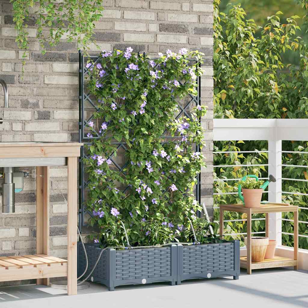 VidaXL Gartenblumentopf 2 Stück hellgrauer Stahl