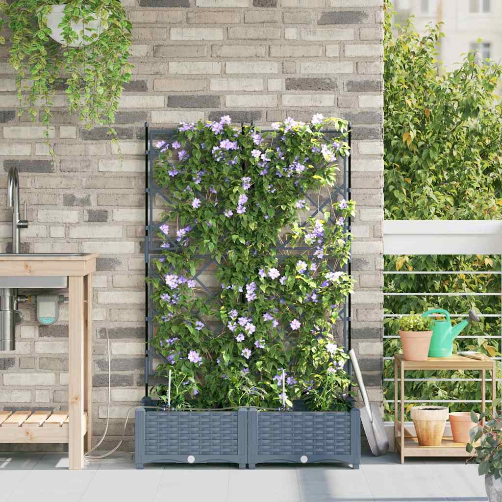 VidaXL Gartenblumentopf 2 Stück hellgrauer Stahl