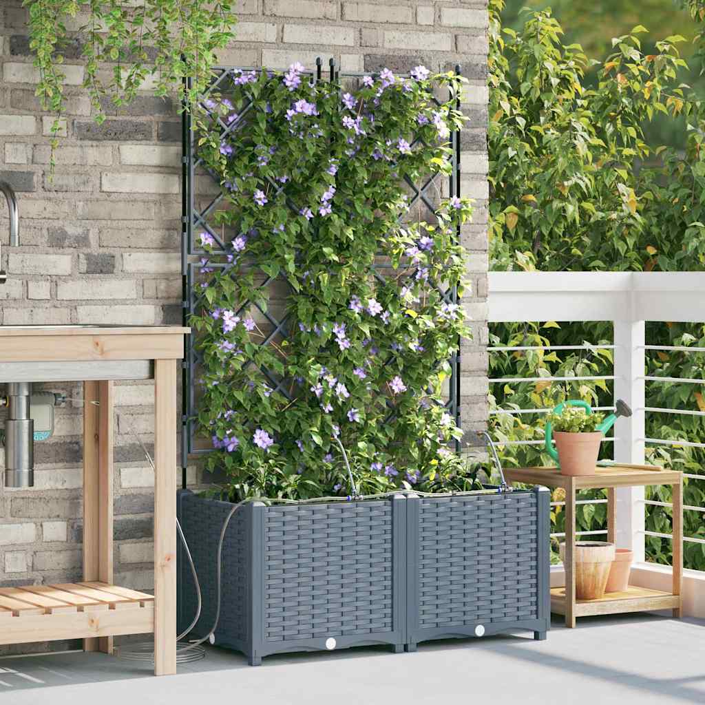 VidaXL Gartenblumentopf 2 Stück hellgrauer Stahl