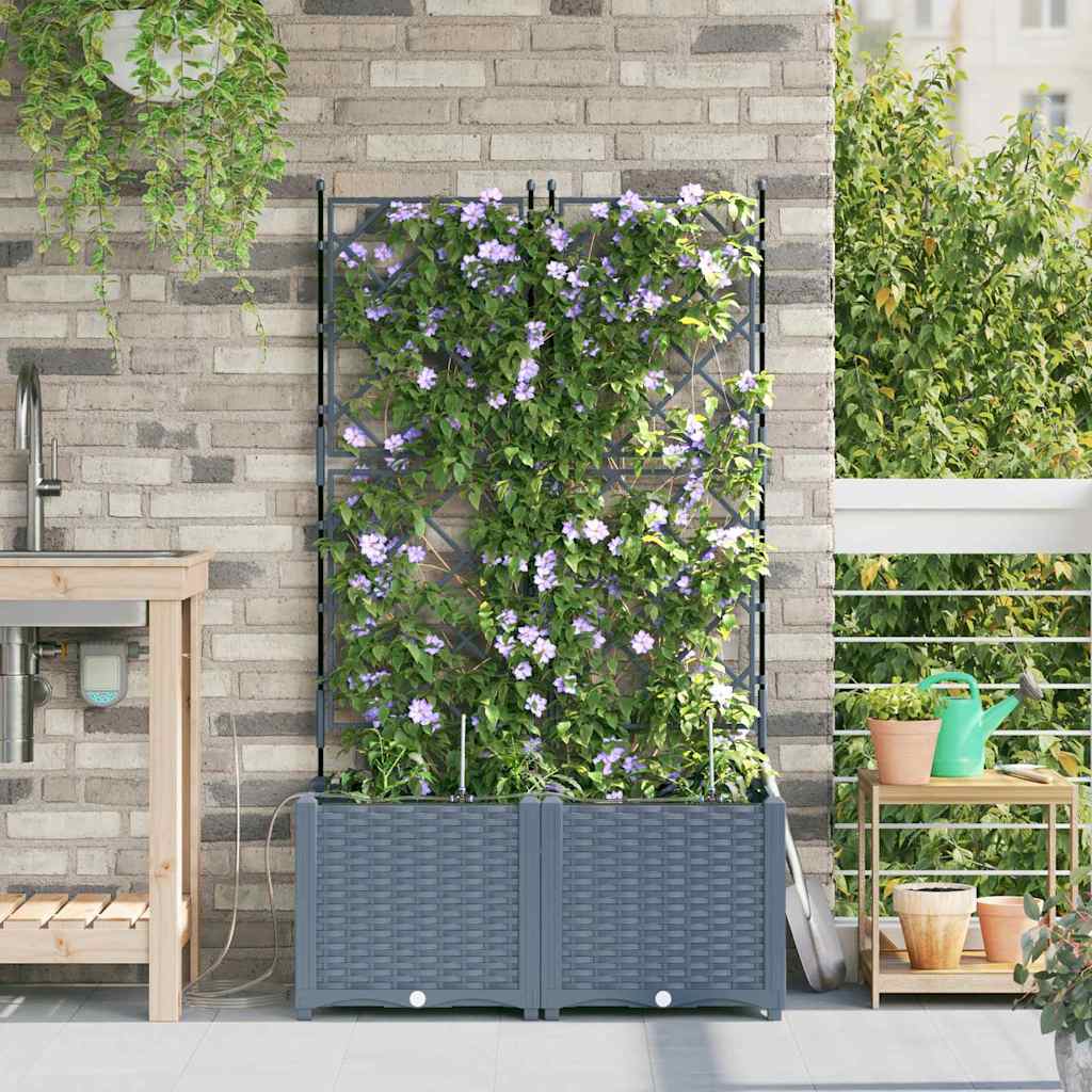 VidaXL Gartenblumentopf 2 Stück hellgrauer Stahl