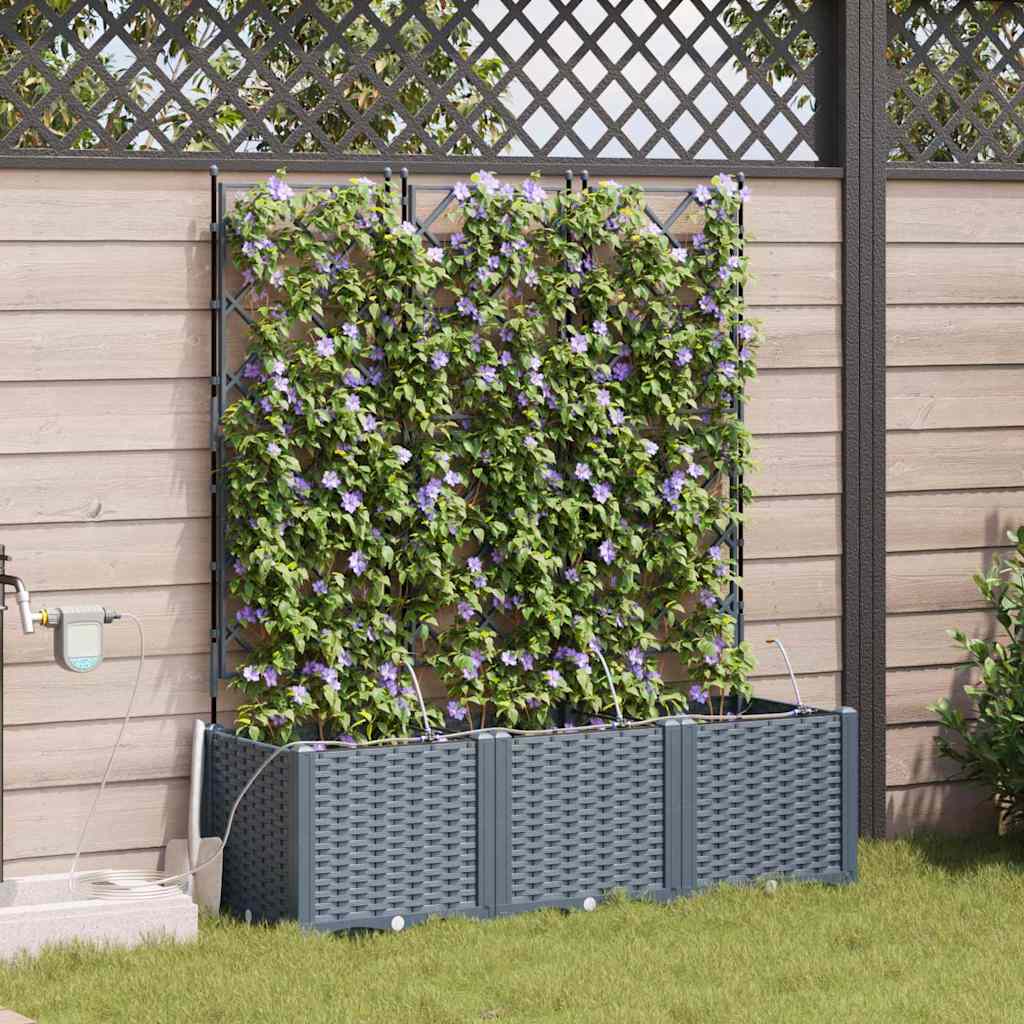 VidaXL Gartenblumentopf 3 Stück hellgrauer Stahl