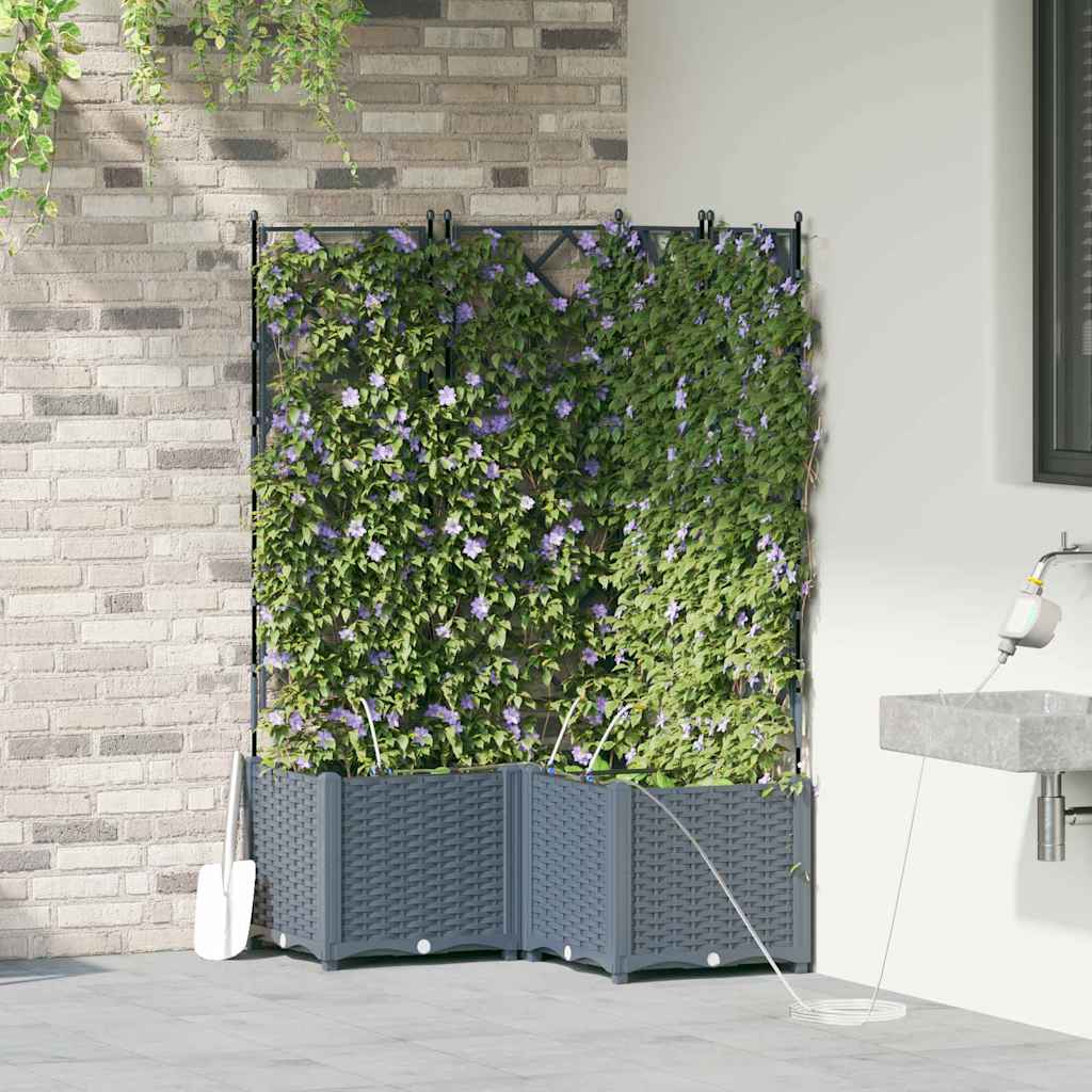 VidaXL Gartenblumentopf 3 Stück hellgrauer Stahl