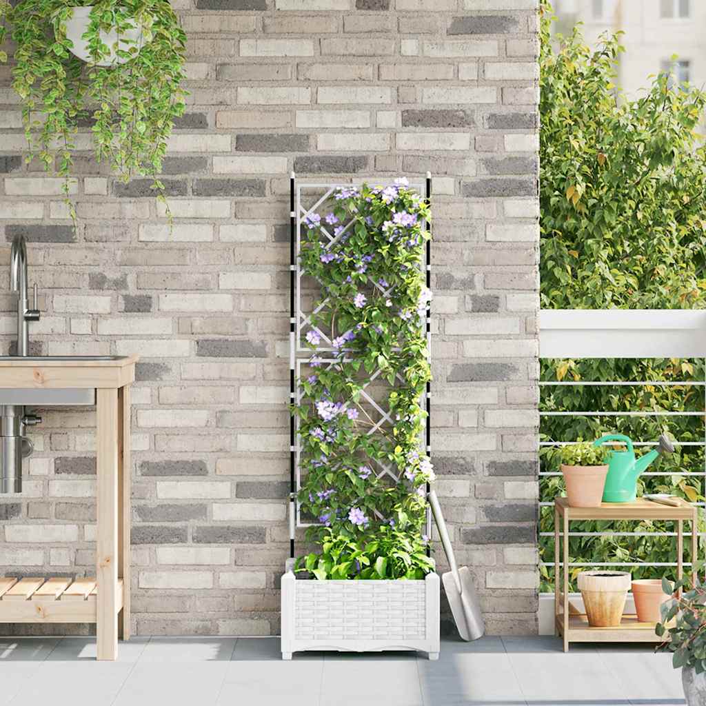 VidaXL Gartenblumentopf weiß 40 x 40 x 125,5 cm Stahl