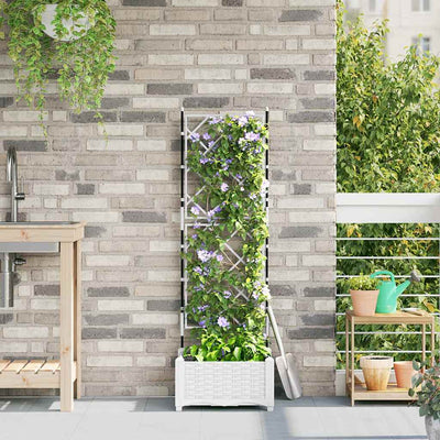 VidaXL Gartenblumentopf weiß 40 x 40 x 125,5 cm Stahl