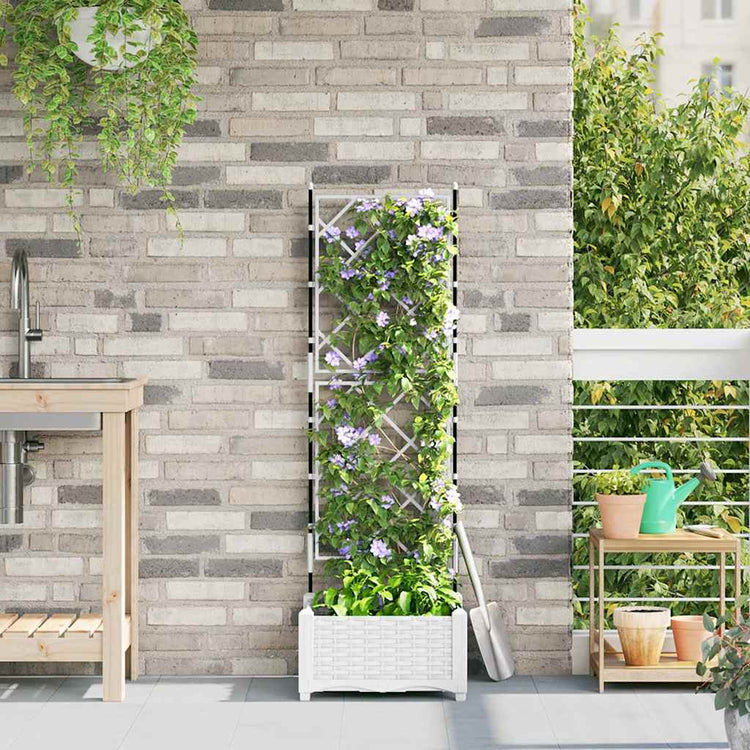 VidaXL Gartenblumentopf weiß 40 x 40 x 125,5 cm Stahl