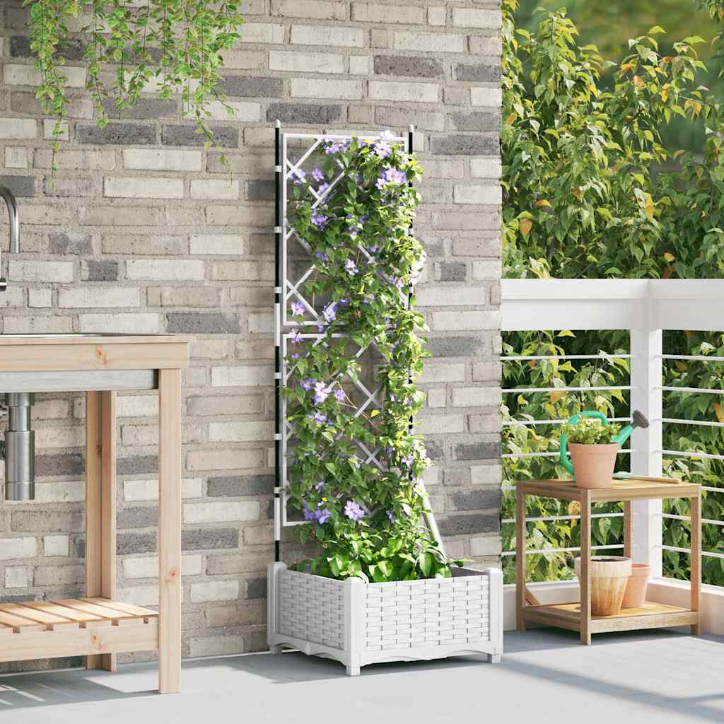 VidaXL Gartenblumentopf weiß 40 x 40 x 125,5 cm Stahl